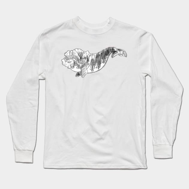 North Atlantic Right Whale Long Sleeve T-Shirt by Art of V. Cook